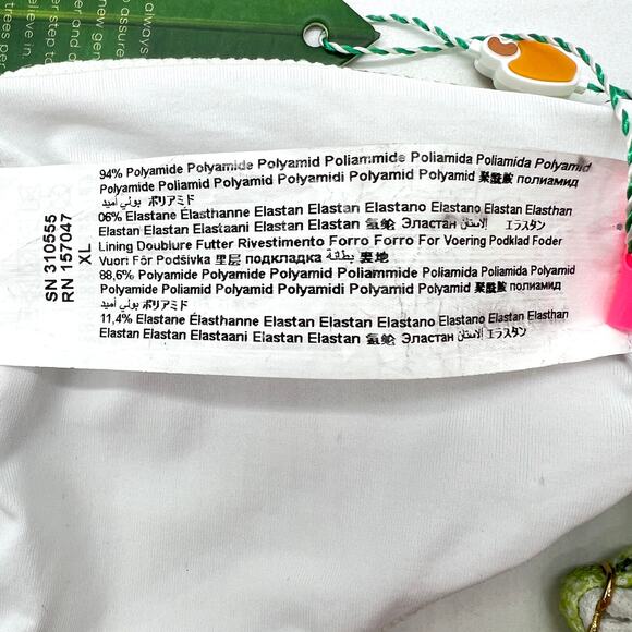 FARM RIO Tropical Fresh Bikini Top Womens XL White Green Blue Multi Textured NEW - Picture 8 of 11